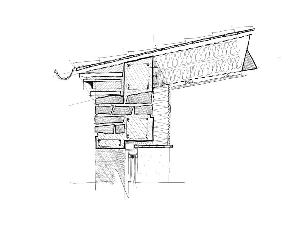 Esquisse architecturale de structure en surplomb